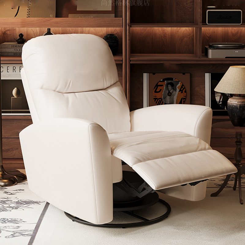 360° Rotating Faux Leather Recliner with High Back