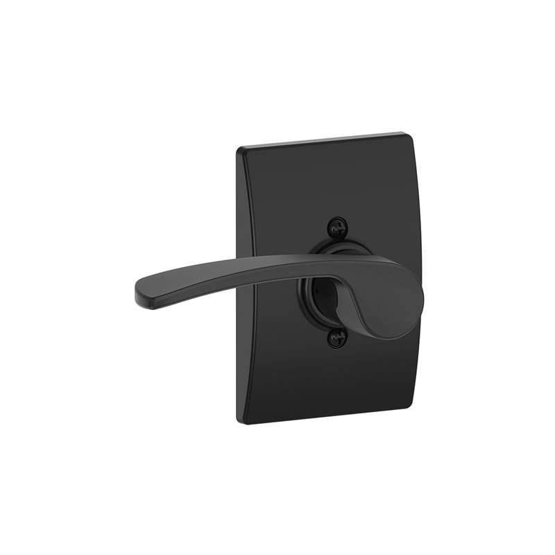 Merano Lever with Century Trim Non-Turning Lock, Matte Black, Left 