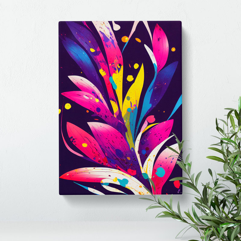 Paint Splash Flowers No.1 Abstract - Wrapped Canvas Print, 50cm H x 35cm W x 3cm D