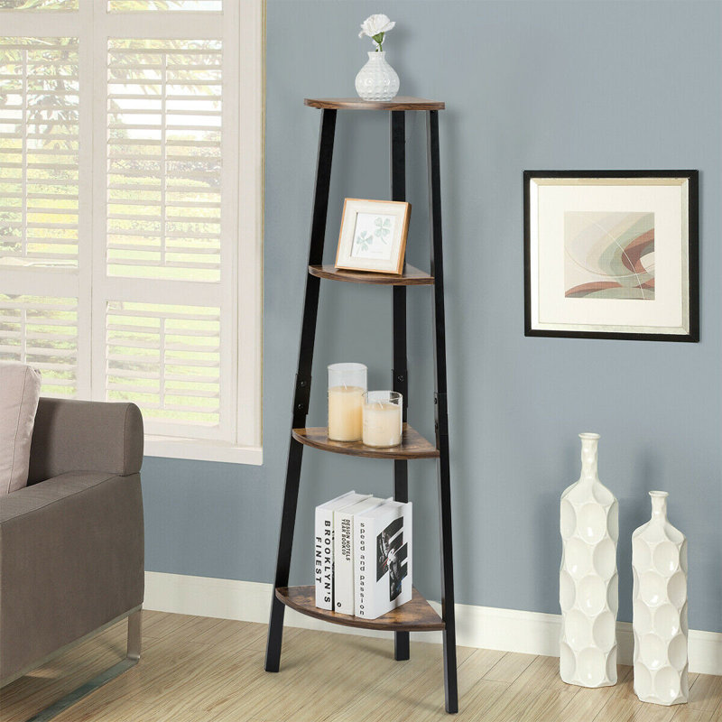 Everglade Corner Bookcase, Oak/Black