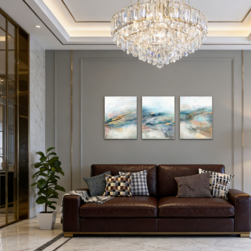 Ensemble de 3 décorations murales abstraites sans cadre 16 po x 24 po