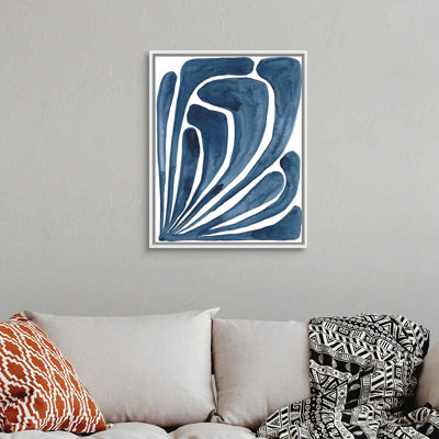 " Blue Stylized Leaf II " by Regina Moore Painting Print
