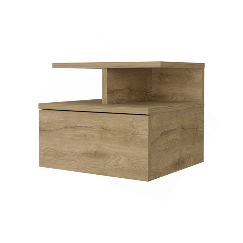 Élégante table de chevet flottante avec options de rangement polyvalentes pour la chambre à coucher, Beige