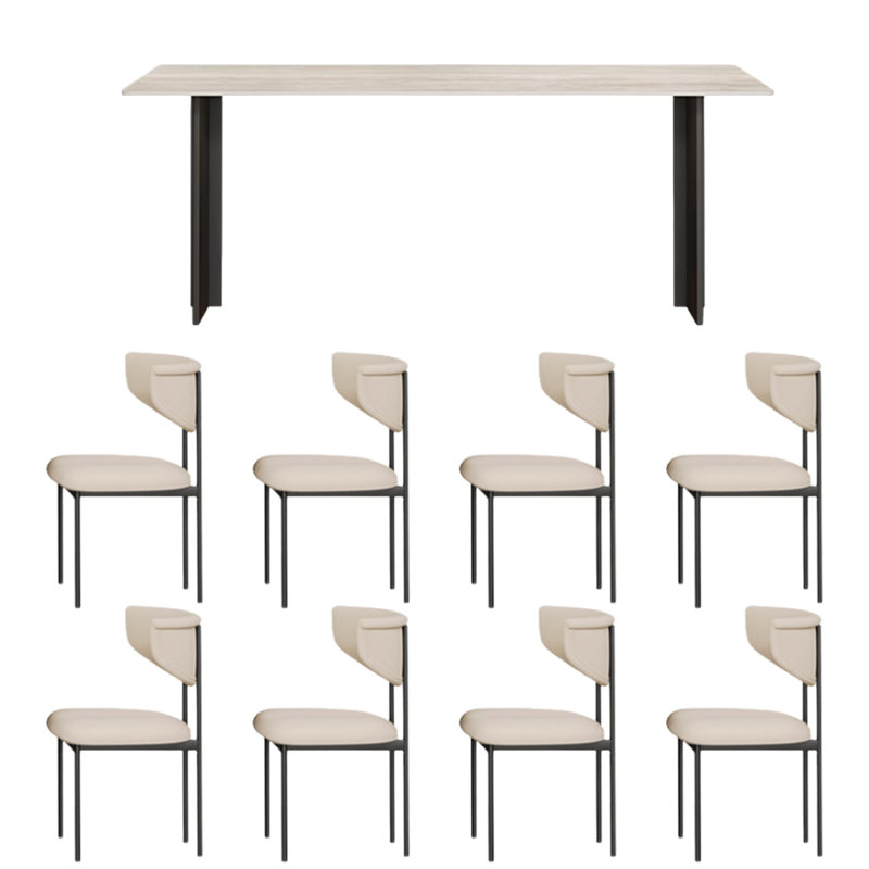 Table et chaises de style moderne, H 29,5 po x L 94,4 po x l 39,3 po