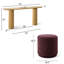 Ensemble de console 70 po en chêne avec 2 repose-pieds ronds rembourrés-132947723-134502931