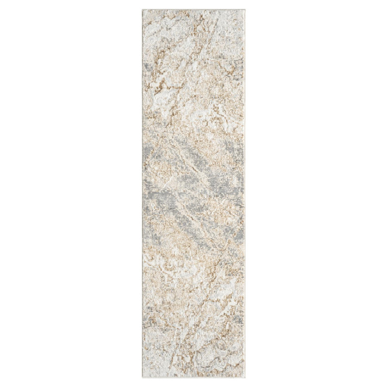 Nason Collection Abstract Beige/Grey Area Rug,, Runner 2'2" x 7'9"