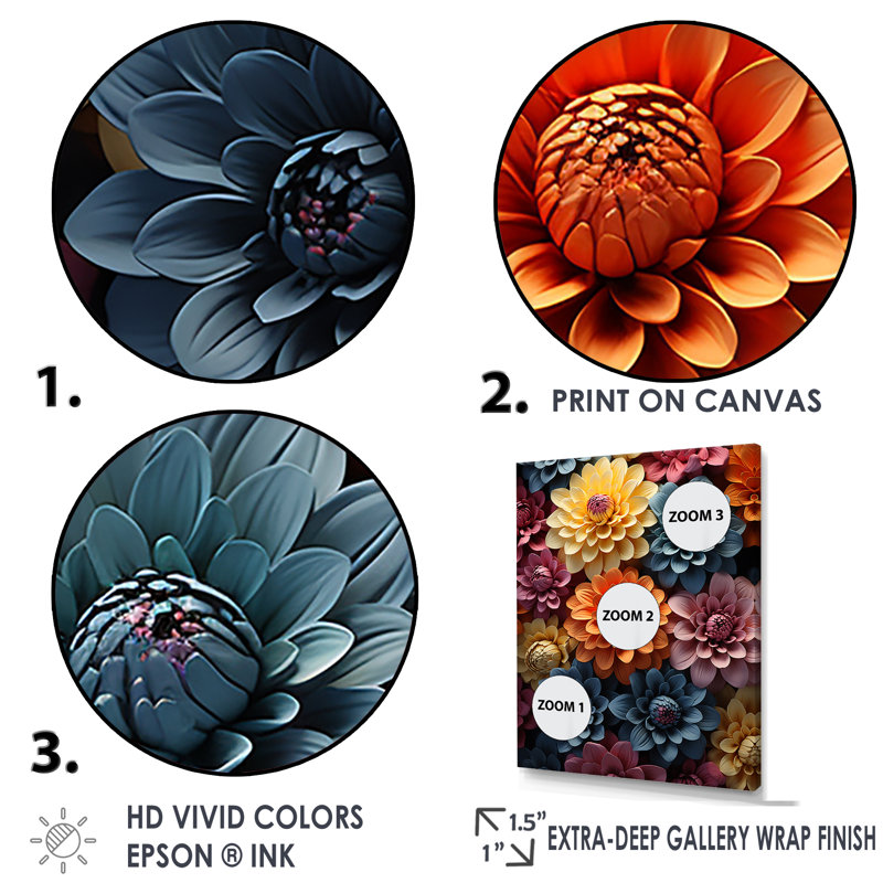 Collage multicolore Zinnias - impressions sur toile Zinnias, H 20 po x l 12 po, Cadre simple blanc