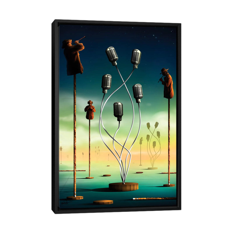 Flautistas (Flutists) by Marcel Caram - Print on Canvas, 66.04 cm H x 45.72 cm W, Black Framed