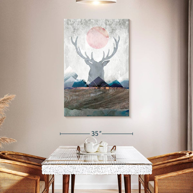 Brampt Deer And Mountains, 48" H x 32" W