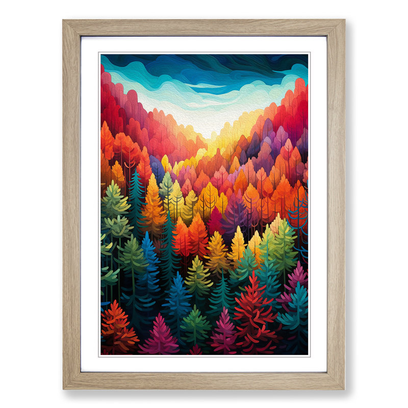 Single Picture Frame Print on Wood, 46cm H x 34cm W, Oak Framed