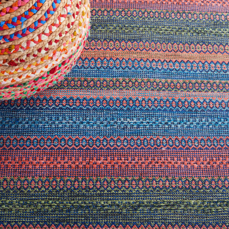 Kilim Flat Weave Cotton Geometric Rug, Runner 2'3" x 9'