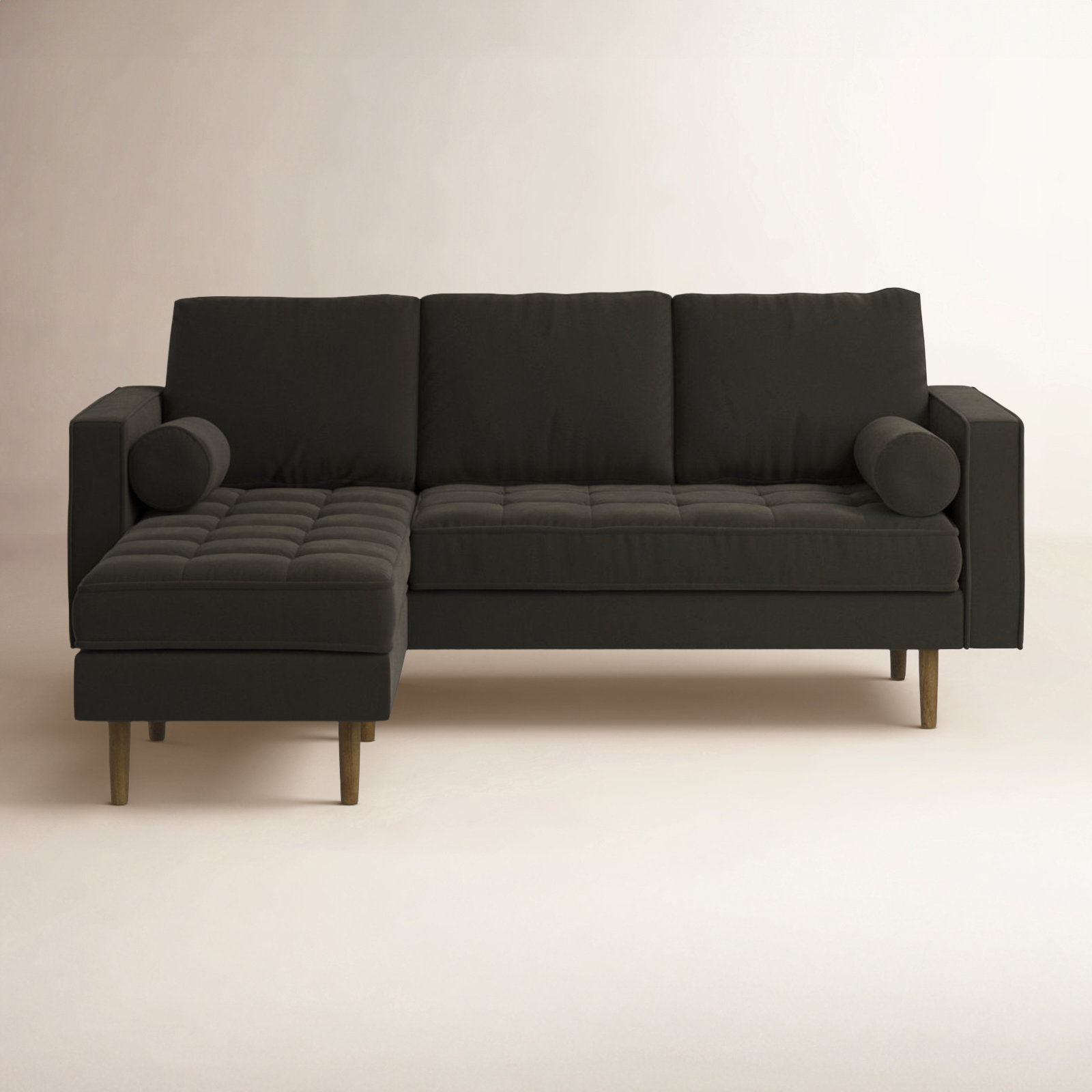 Geo Velvet Reversible Sofa and Chaise, Bella Smoke Performance Velvet