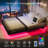 Kathrene Floating Bed Frame with LED Lights and Charging Station-1870686669