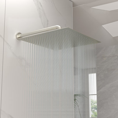 16 Inch Rain Shower Head High Flow Stainless Steel Square Rainfall Shower Head High Pressure Design