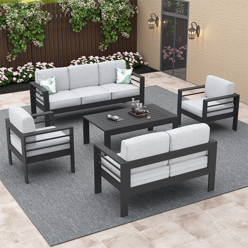 Rectangular Metal Outdoor Coffee Table , 109.2cm cm W 61cm cm D, Black