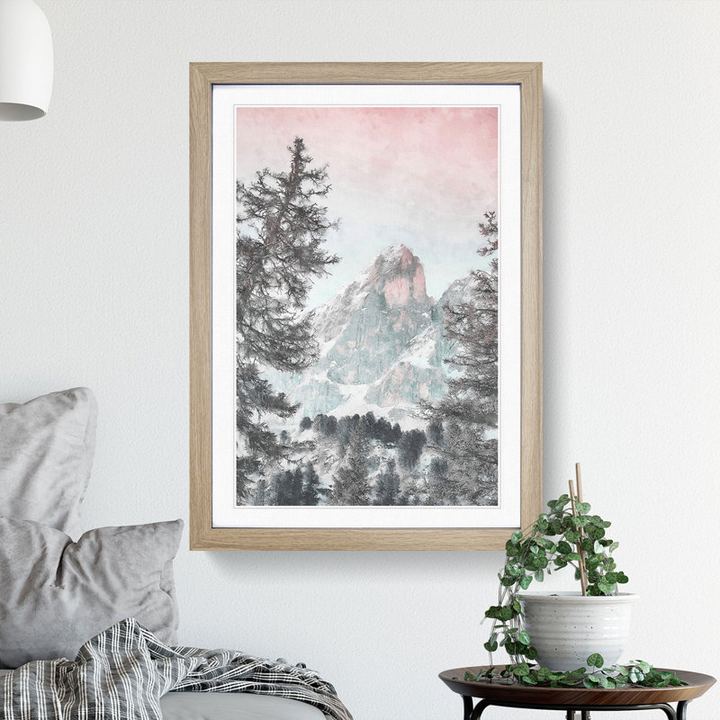 Mountain Peak - Picture Frame Painting Print, Oak Framed, 45cm H x 33cm W x 2cm D
