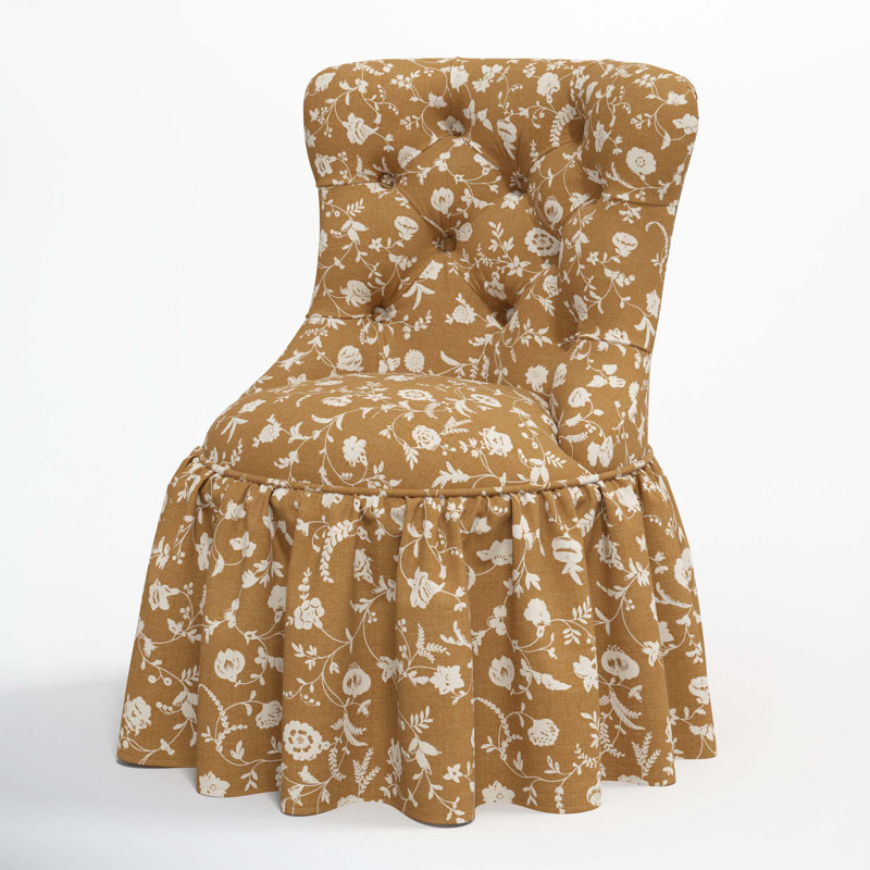 Chaise d'appoint rembourrée Minnie, Floral Robina ocre