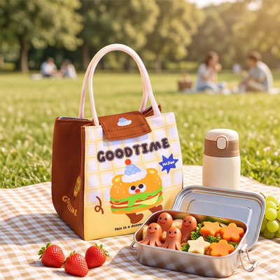 Étagère de rangement en bois, sac à lunch portatif, boîte à bento extra-large, sac isotherme portatif