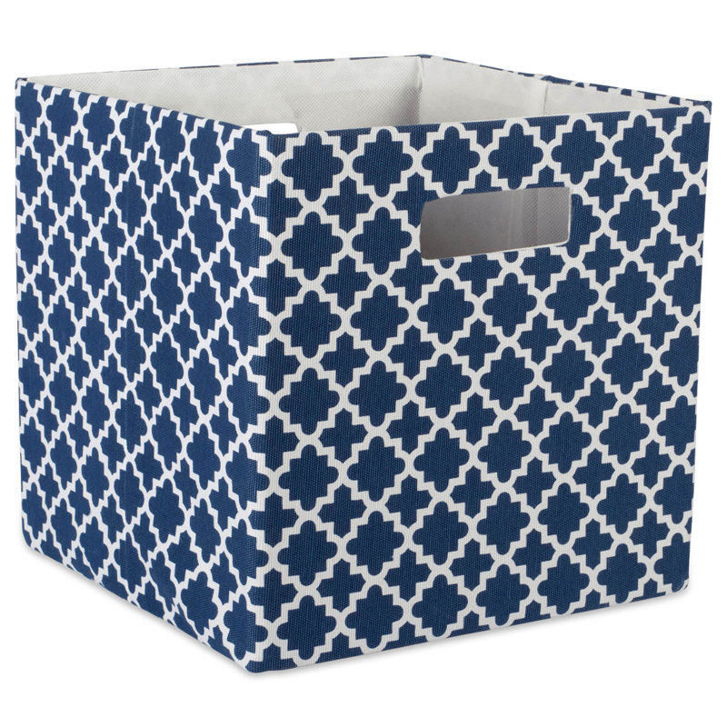 Cube en tissu treillis, H 13 po x l 13 po x p 13 po, Bleu