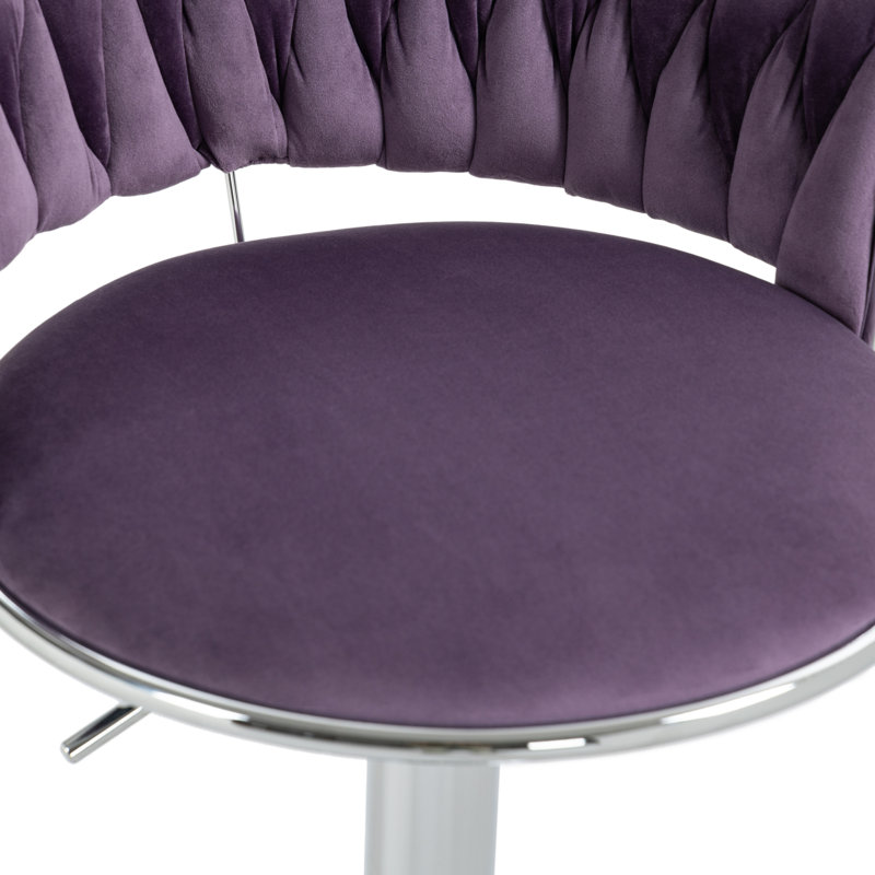 Christal Height Adjustable Swivel Bar Stool, Silver, Purple