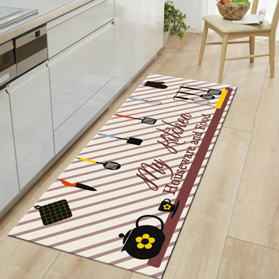 Tapis rayé en jute tissé à la machine brun / noir / jaune