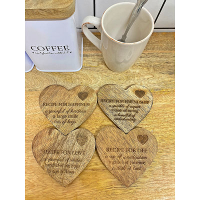 Wood 4 Piece Coaster Set