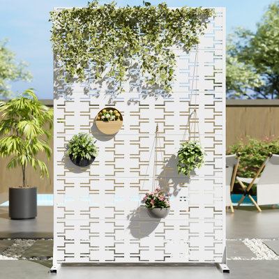 6 ft. H x 4 ft. W Metal Privacy Screen Fence Panel Brick Pattern by Dovelina