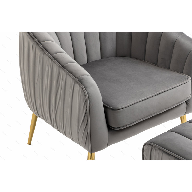 Fauteuil d'appoint avec repose-pieds, Velours gris velours