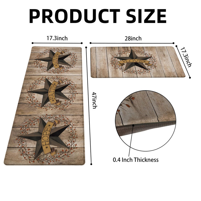 Ensemble de tapis de cuisine Western Rustic