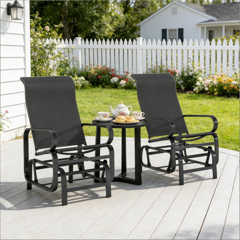 Cozy Glider Chair Set Of 2 (Only Including Patio Dining Chair), Noir