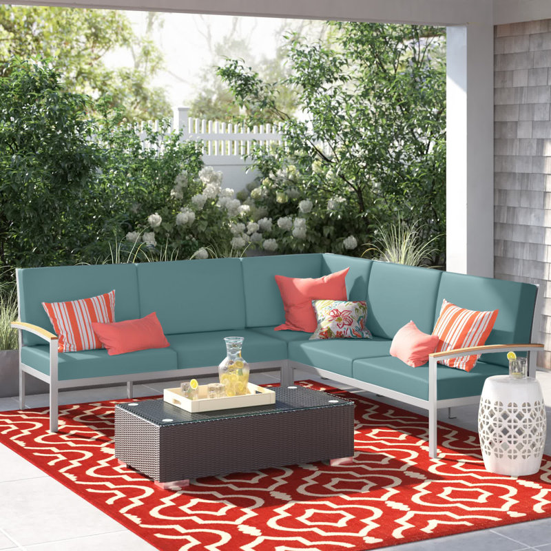 Travira 3-Piece Modular Seating Set, Ice Blue, Tekwood Natural
