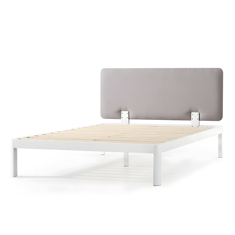 Mellow KERT Metal and Wood Platform Bed Frame with Upholstered Headboard,, King, Red+White