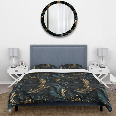 Paisley Black And Gold Elegant Ebony Box Stitch Paisley Duvet Cover