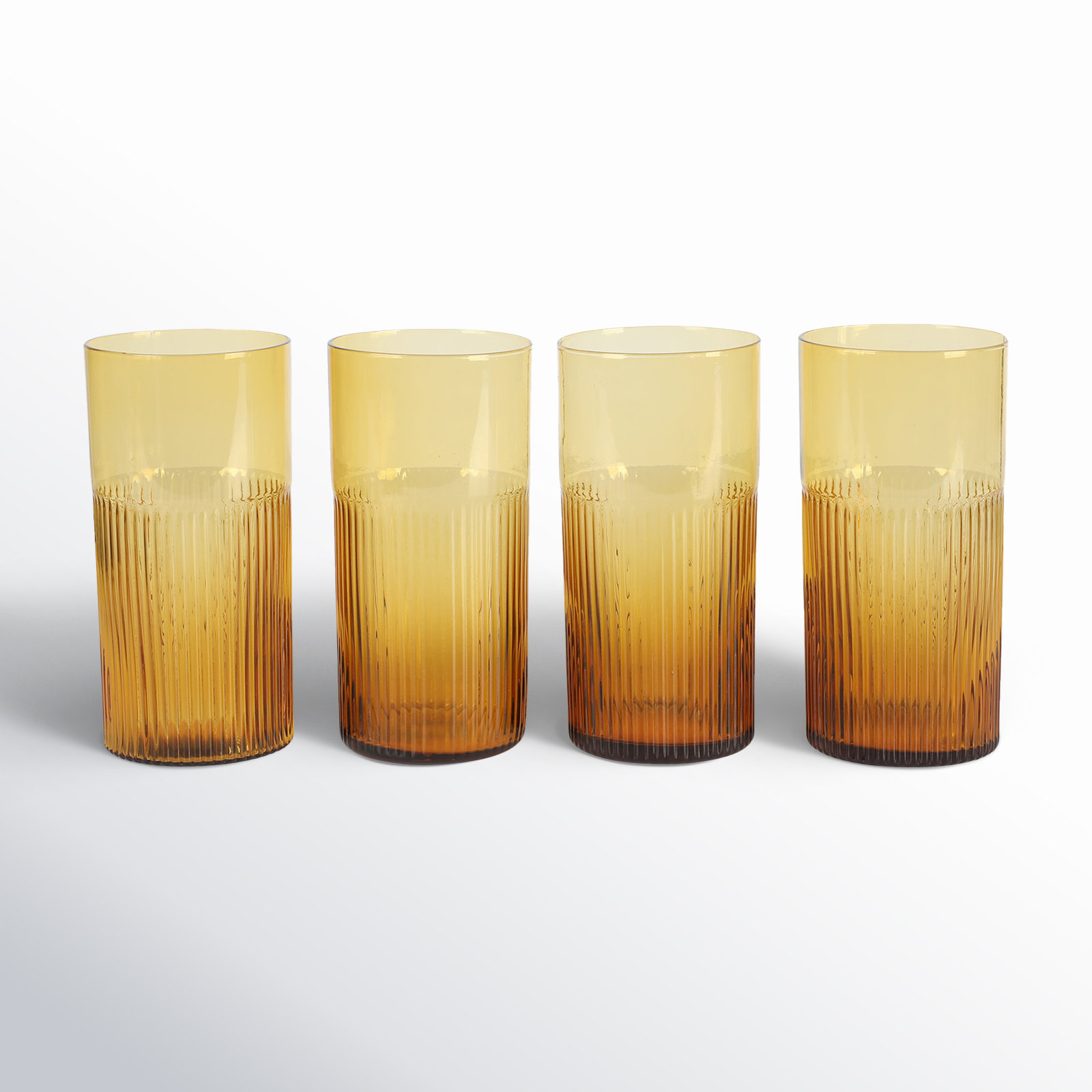 Lyon Sky Ribbed Drinking Glass, Tumeric Yellow
