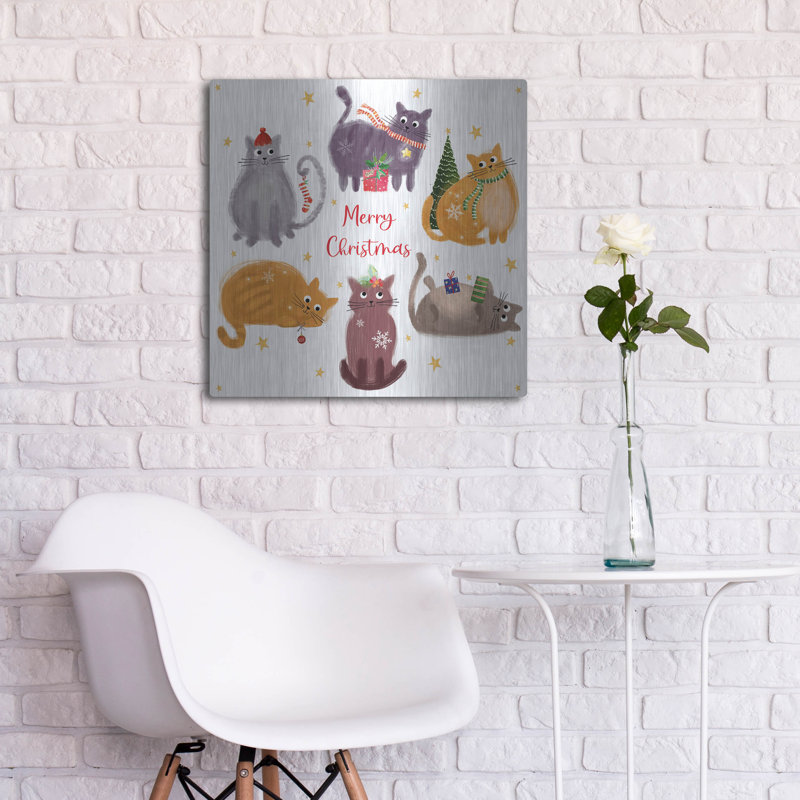  «Festive Feline» par Elle Media Group SA, art mural en métal, 24 po x 24 po, H 24 po x l 24 po