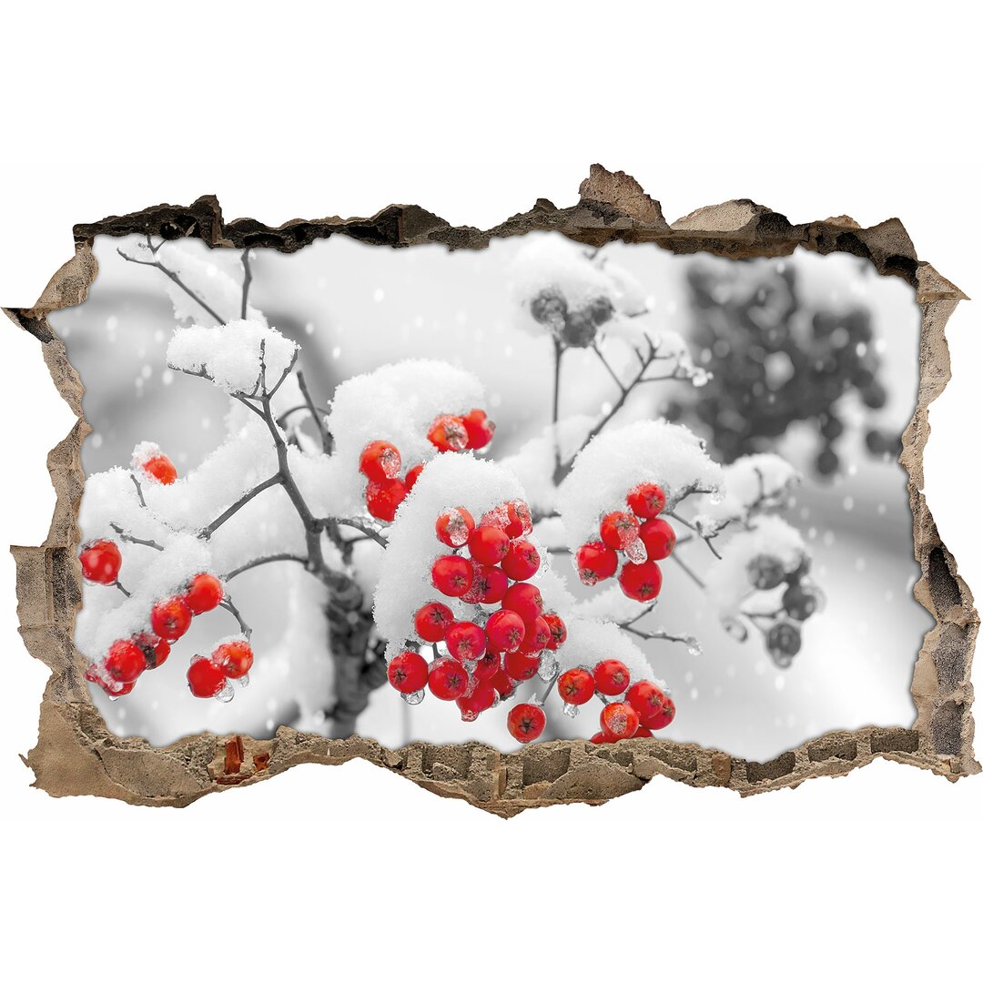 Wandtattoo Rote Vogelbeeren im Winter