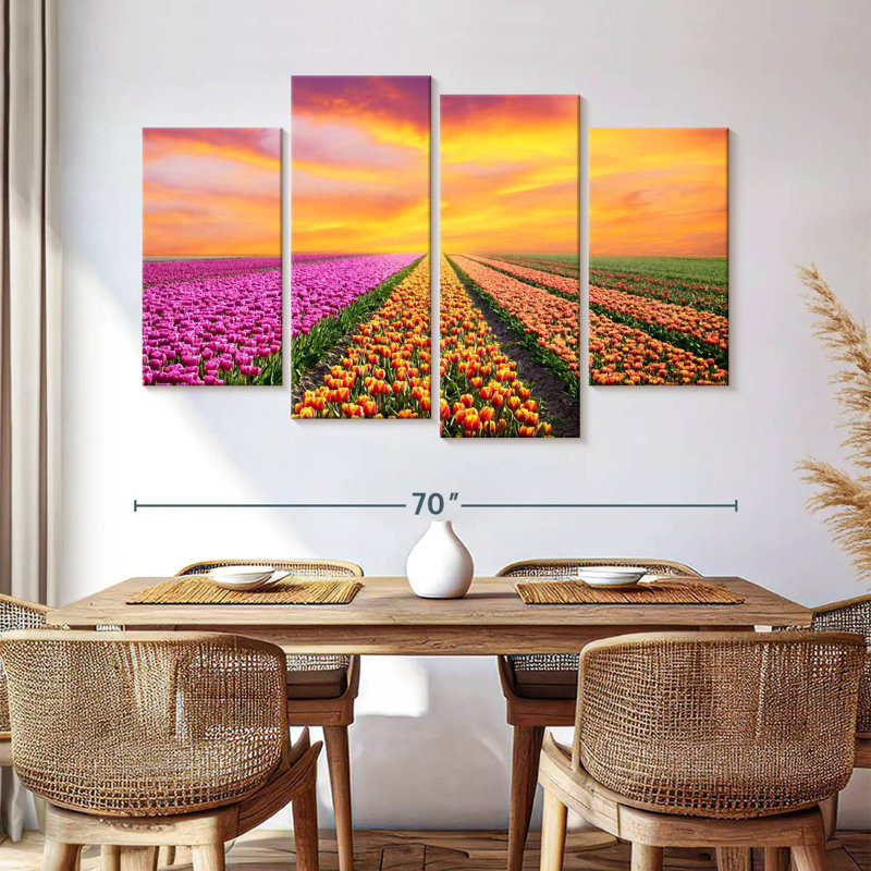 Alvord Vibrant Spring Tulip Rows, 42" H x 68" W