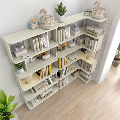 Bibliothèque d'angle peu encombrante de 90 cm + bibliothèque extensible de 80 cm, ensemble de 2 tablettes, meubles combinés et assortis