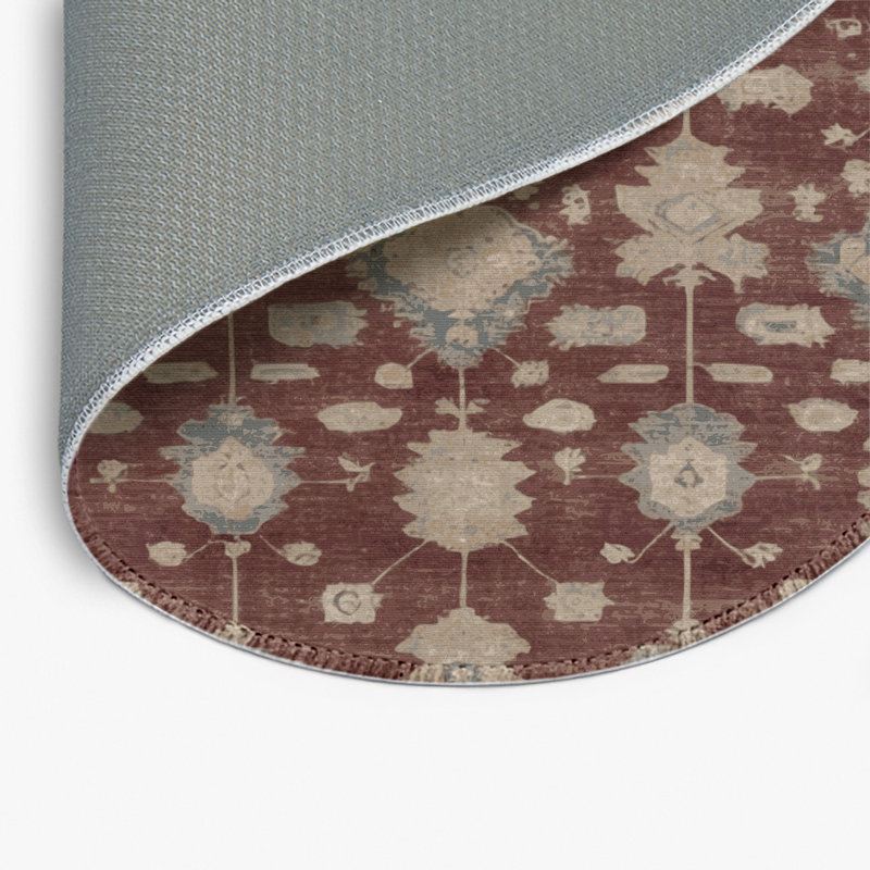 Overdyed Brown Indoor and Outdoor Area Rug, Round 5'