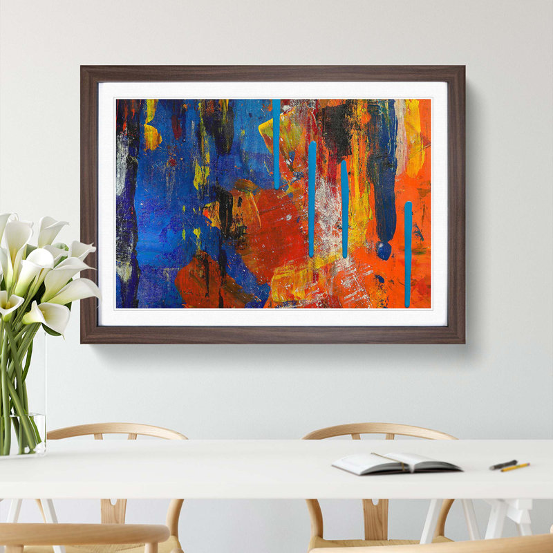 Abstract Art Painting Vol.358 by S.Johnson - Picture Frame Painting Print, 36cm H x 48cm W x 2cm D, Walnut Framed