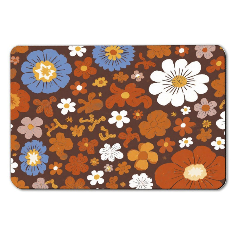 Tapis de bain coloré à motif floral, 16 x 24