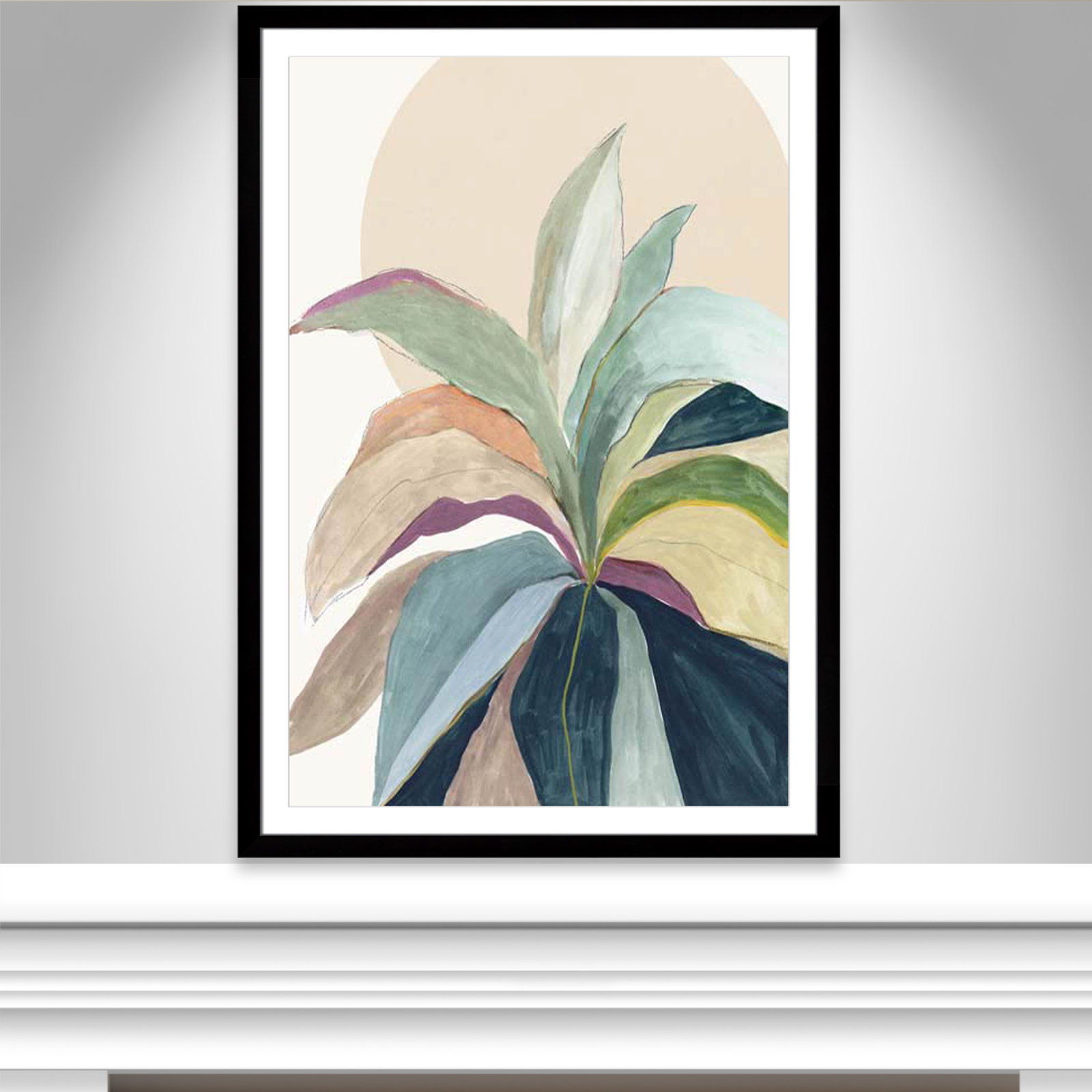 Sherbrooke Sunny Bright Leaves II Framed On Paper by Asia Jensen Print, Black Cube Frame Matted, 55" H x 39" W x 1.25" D  