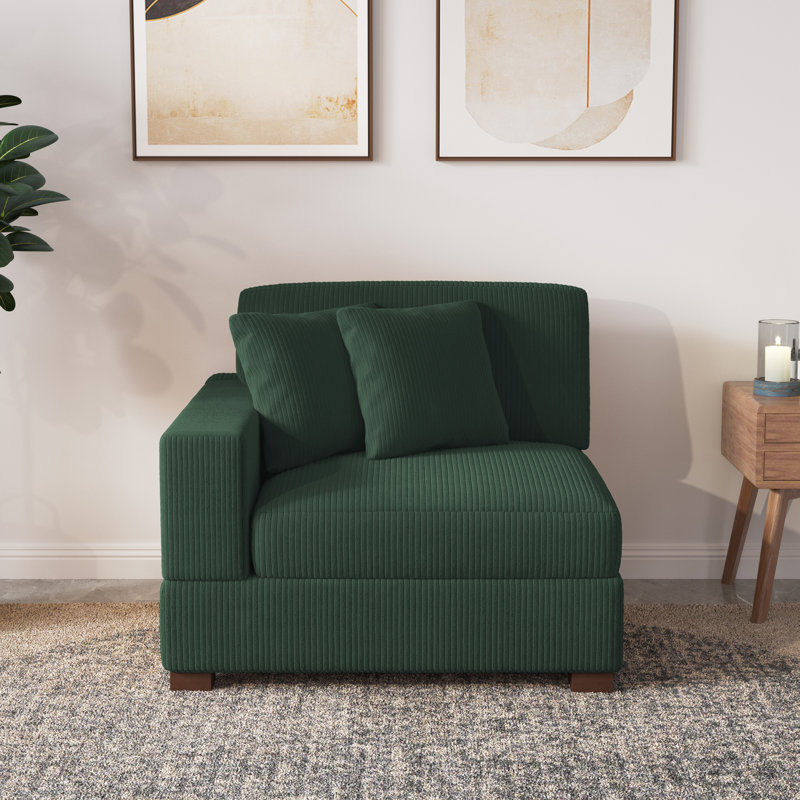 Milbrey Armchair with Cushioned Back, Hunter Green, Corduroy