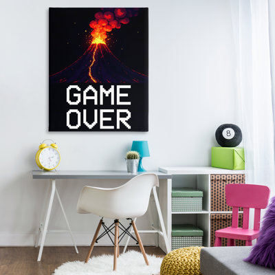 Pixel Volcano Game Over Canvas, design par Kim Allen