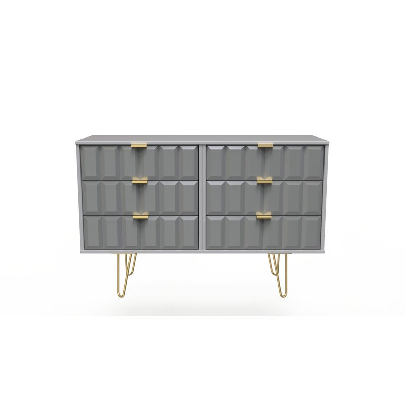 Allem 115cm W 6 - Drawer Chest of Drawers, Shadow Matt/Grey
