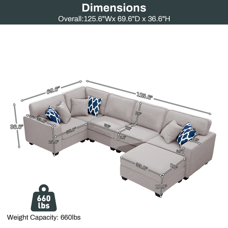 Giancarlo Compression Upholstered L-Shaped Sectional Symmetrical, Gray Polyester Blend