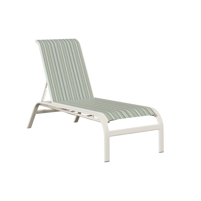 Murphy Outdoor Aluminum Armless Chaise Lounge With Sling Fabric, Matte White