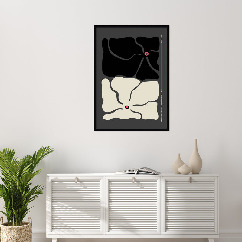 Two By Two Flower Grey by Frances Collett, 41" H x 29" W x 1" D, Black