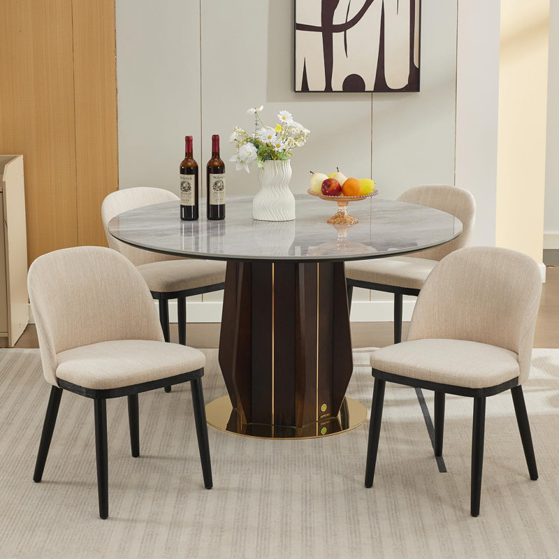 Wooden Dining Chairs Set of,Modern Fabric Upholstered Dining Room Chair, Large Dining Room Kitchen Chairs with High Back and Deep Seat