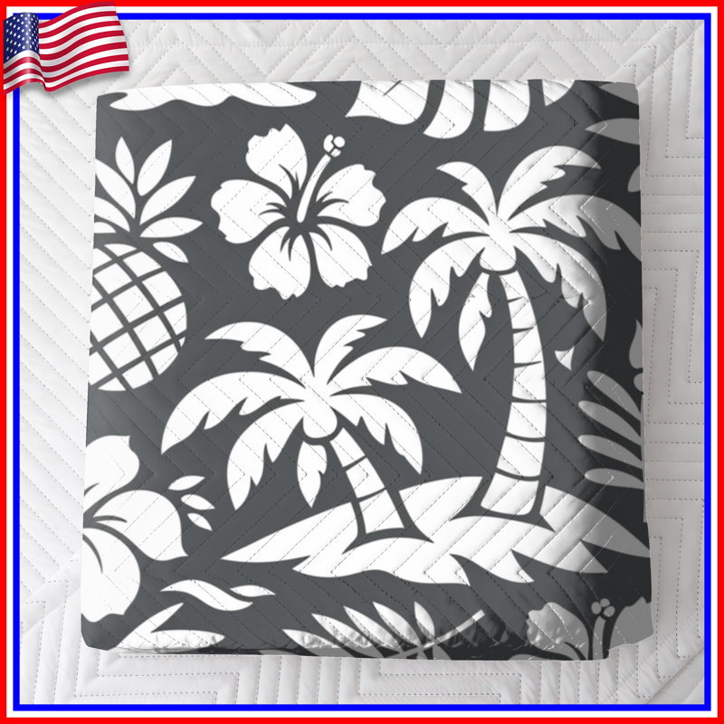 Couvre-lit matelassé à motif de feuilles de palmier tropical toutes tailles, King